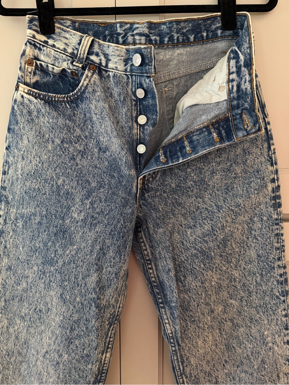 Vtg 80s/90s Levi's 701 Student Fit Jeans Acid Wash Button Fly USA Made 29x28